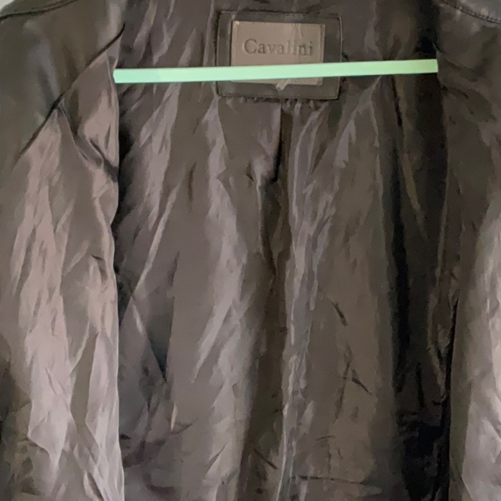 Calvin Klein Black Leather Jacket with Zippered Front and Fitted Waist - Picture 5 of 8